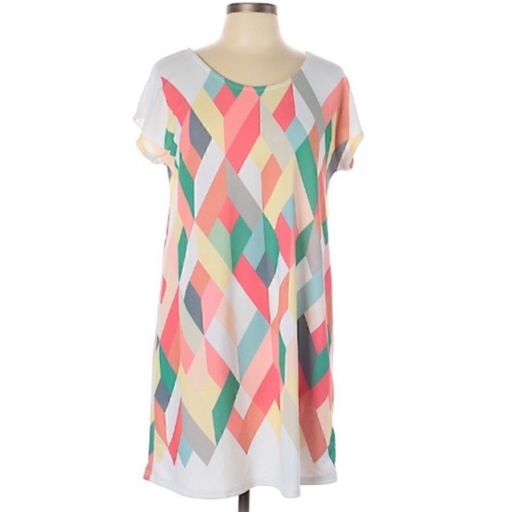 New! 12PM by Mon Ami Geometric Shift Dress Sz L - Picture 2 of 6